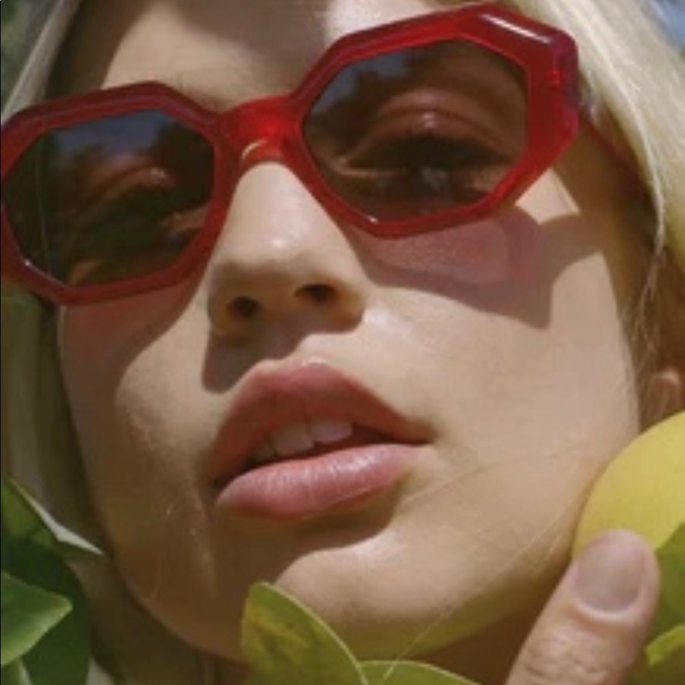 $360 NEW Garrett Leight Sunglasses Jacqueline Cherry Red Acetate Geometric